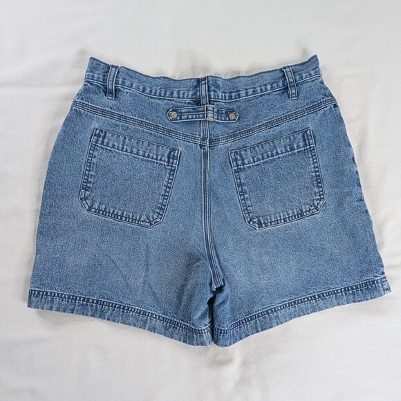 VTG High Rise Denim Back Buckle Blue Jean Shorts 90s Mom Shorts - Picture 2 of 8